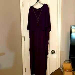 Women’s long dress purple size 18W with attached necklace